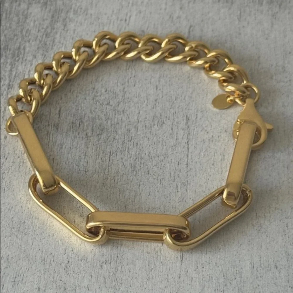 Milor Gold Plated 925 Sterling Silver Chain Link Bracelet Italy 7.5in long